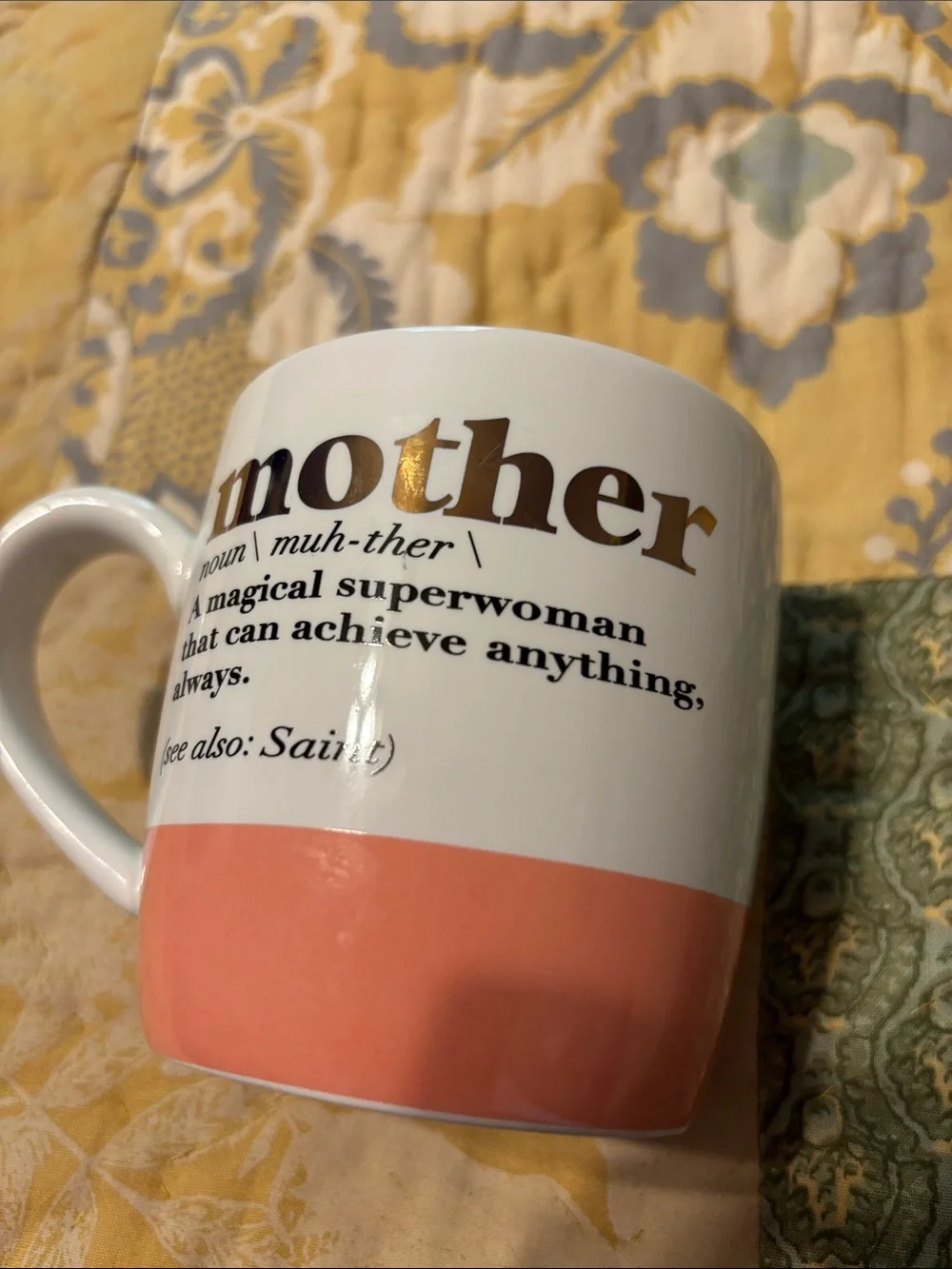 Mother Definition Ceramic Coffee Mug - Pink and White